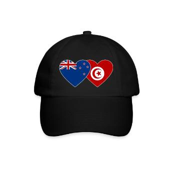 Neuseeland Tunesien Flagge Herz - Baseballkappe - Schwarz/Schwarz - Vorne