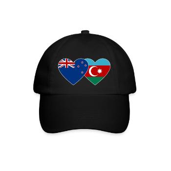 Neuseeland Aserbaidschan Flagge Herz - Baseballkappe - Schwarz/Schwarz - Vorne