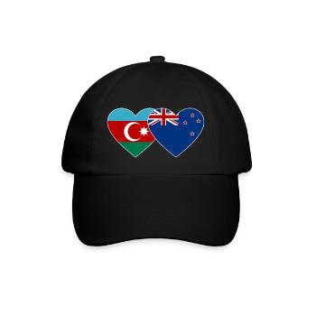 Aserbaidschan Neuseeland Flagge Herz - Baseballkappe - Schwarz/Schwarz - Vorne