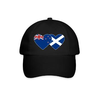Neuseeland Schottland Flagge Herz - Baseballkappe - Schwarz/Schwarz - Vorne