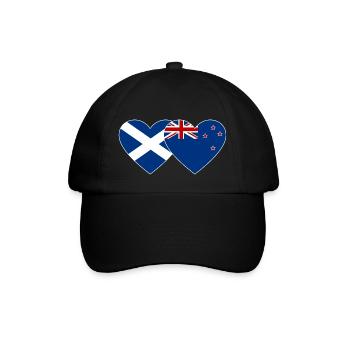 Schottland Neuseeland Flagge Herz - Baseballkappe - Schwarz/Schwarz - Vorne