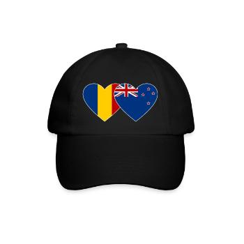 Rumänien Neuseeland Flagge Herz - Baseballkappe - Schwarz/Schwarz - Vorne