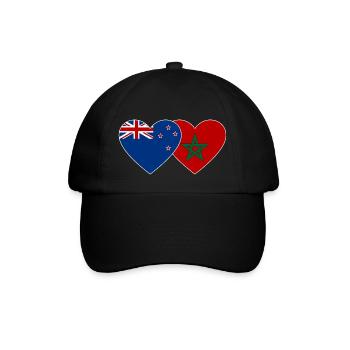 Neuseeland Marokko Flagge Herz - Baseballkappe - Schwarz/Schwarz - Vorne