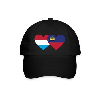 Luxemburg Liechtenstein Flagge Herz - Baseballkappe - Schwarz/Schwarz - Vorne