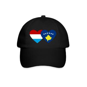 Luxemburg Kosovo Flagge Herz - Baseballkappe - Schwarz/Schwarz - Vorne