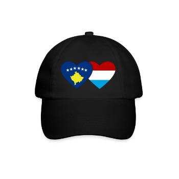 Kosovo Luxemburg Flagge Herz - Baseballkappe - Schwarz/Schwarz - Vorne