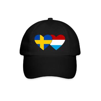 Schweden Luxemburg Flagge Herz - Baseballkappe - Schwarz/Schwarz - Vorne