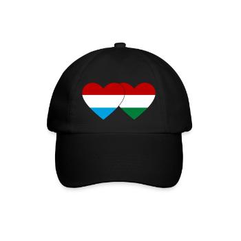 Luxembourg Hungary Flag Heart - Baseball Cap - black/black - Front