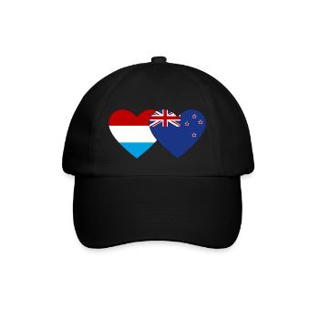 Luxemburg Neuseeland Flagge Herz - Baseballkappe - Schwarz/Schwarz - Vorne