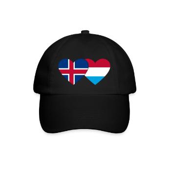 Iceland Luxembourg Flag Heart - Baseball Cap - black/black - Front