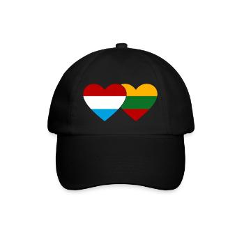 Luxemburg Litauen Flagge Herz - Baseballkappe - Schwarz/Schwarz - Vorne