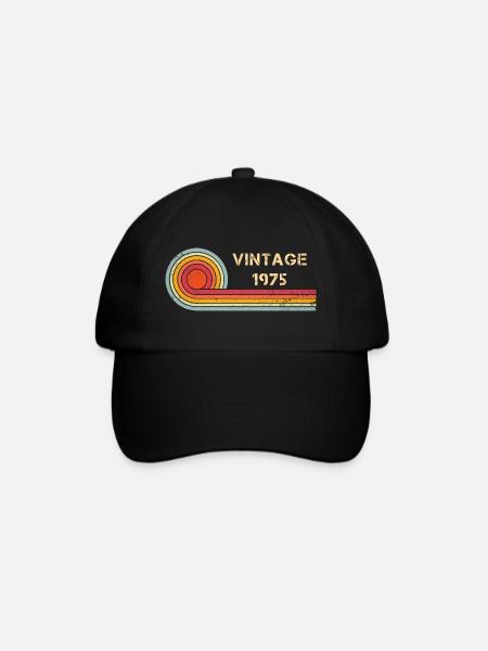 Vintage 1975 Geburtstag Retro Design - Baseballkappe - Schwarz/Schwarz
