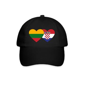Lithuania Croatia Flag Heart - Baseball Cap - black/black - Front
