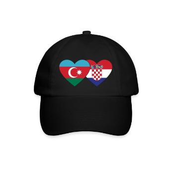 Azerbaijan Croatia Flag Heart - Baseball Cap - black/black - Front