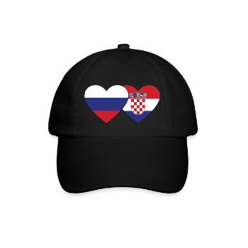 Russia Croatia flag heart - Baseball Cap - black/black - Front