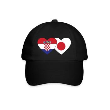 Croatia Japan Flag Heart - Baseball Cap - black/black - Front