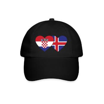 Croatia Iceland flag heart - Baseball Cap - black/black - Front