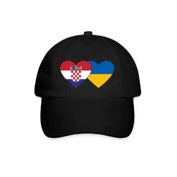 Croatia Ukraine flag heart - Baseball Cap - black/black - Front
