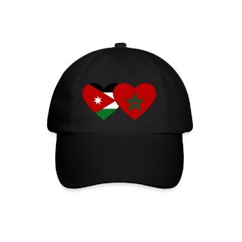 Jordanien Marokko Flagge Herz - Baseballkappe - Schwarz/Schwarz - Vorne
