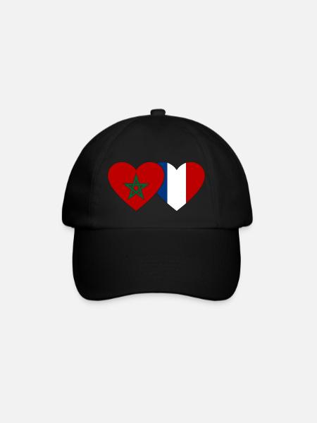 Maroc France Flag Coeur - Casquette classique - noir/noir