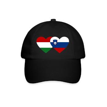 Ungarn Slowenien Flagge Herz - Baseballkappe - Schwarz/Schwarz - Vorne