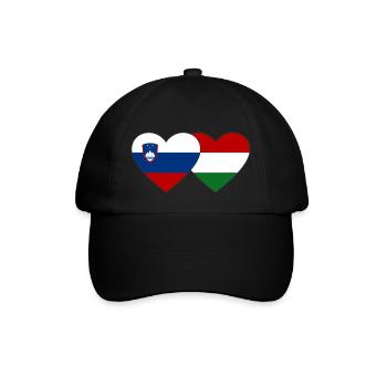 Slowenien Ungarn Flagge Herz - Baseballkappe - Schwarz/Schwarz - Vorne