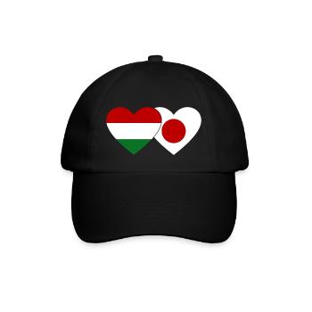 Hungary Japan Flag Heart - Baseball Cap - black/black - Front