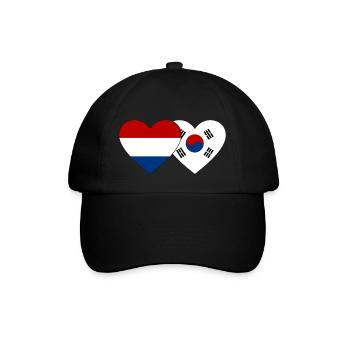 Holland Südkorea Flagge Herz - Baseballkappe - Schwarz/Schwarz - Vorne