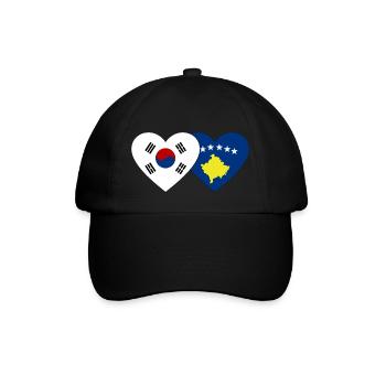Südkorea Kosovo Flagge Herz - Baseballkappe - Schwarz/Schwarz - Vorne
