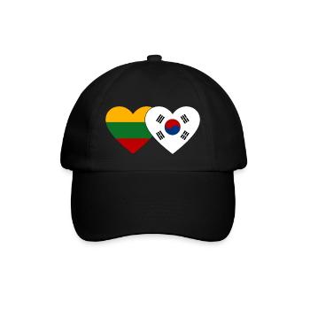 Lithuania South Korea Flag Heart - Baseball Cap - black/black - Front