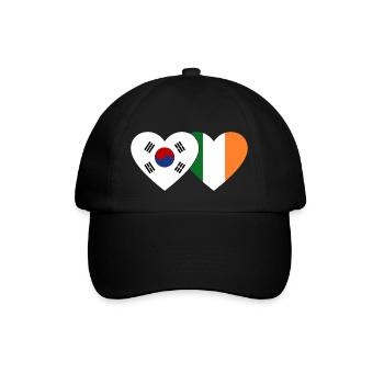 South Korea Ireland Flag Heart - Baseball Cap - black/black - Front