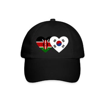 Kenia Südkorea Flagge Herz - Baseballkappe - Schwarz/Schwarz - Vorne