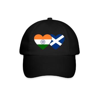 Indien Schottland Flagge Herz - Baseballkappe - Schwarz/Schwarz - Vorne