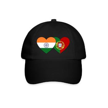 India Portugal Flag Heart - Baseball Cap - black/black - Front