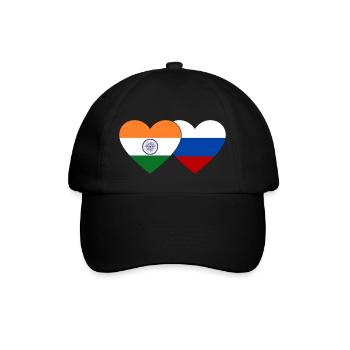 India Russia Flag Heart - Baseball Cap - black/black - Front