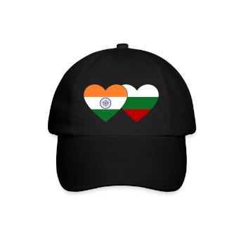 India Bulgaria Flag Heart - Baseball Cap - black/black - Front