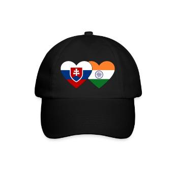 Slowakei Indien Flagge Herz - Baseballkappe - Schwarz/Schwarz - Vorne