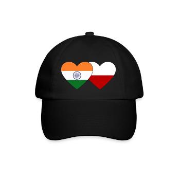 Indien Polen Flagge - Baseballkappe - Schwarz/Schwarz - Vorne