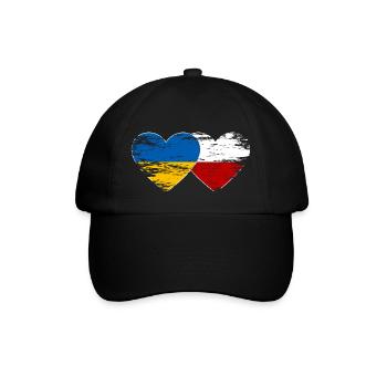 Ukraine Pologne drapeau coeur utilisé - Casquette classique - noir/noir - Devant