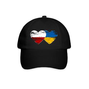 Pologne Ukraine drapeau cœur utilisé - Casquette classique - noir/noir - Devant