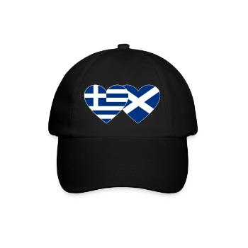 Griechenland Schottland Flagge Herz - Baseballkappe - Schwarz/Schwarz - Vorne