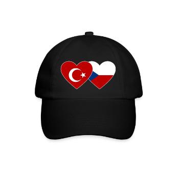 Türkei Tschechien Flagge Herz - Baseballkappe - Schwarz/Schwarz - Vorne