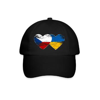 Tschechien Ukraine Flagge Herz used - Baseballkappe - Schwarz/Schwarz - Vorne