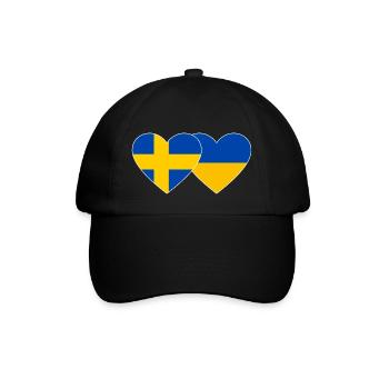 Schweden Ukraine Flagge Herz - Baseballkappe - Schwarz/Schwarz - Vorne