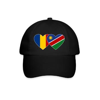 Romania Namibia Flag Heart - Baseball Cap - black/black - Front