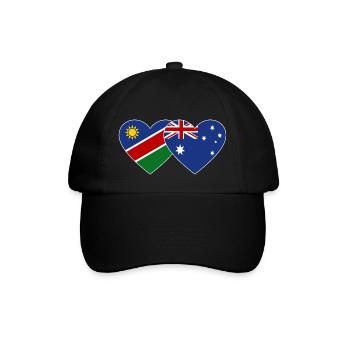 Tunesien Australien Flagge Herz - Baseballkappe - Schwarz/Schwarz - Vorne