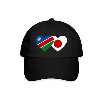 Namibia Japan Flagge Herz - Baseballkappe - Schwarz/Schwarz - Vorne
