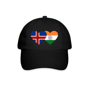 Island Indien Flagge Herz - Baseballkappe - Schwarz/Schwarz - Vorne