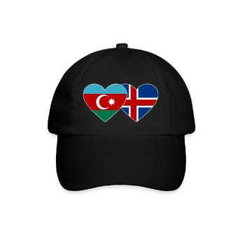 Aserbaidschan Island Flagge Herz - Baseballkappe - Schwarz/Schwarz - Vorne