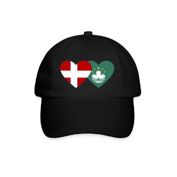 Dänemark Macau Flagge Herz - Baseballkappe - Schwarz/Schwarz - Vorne